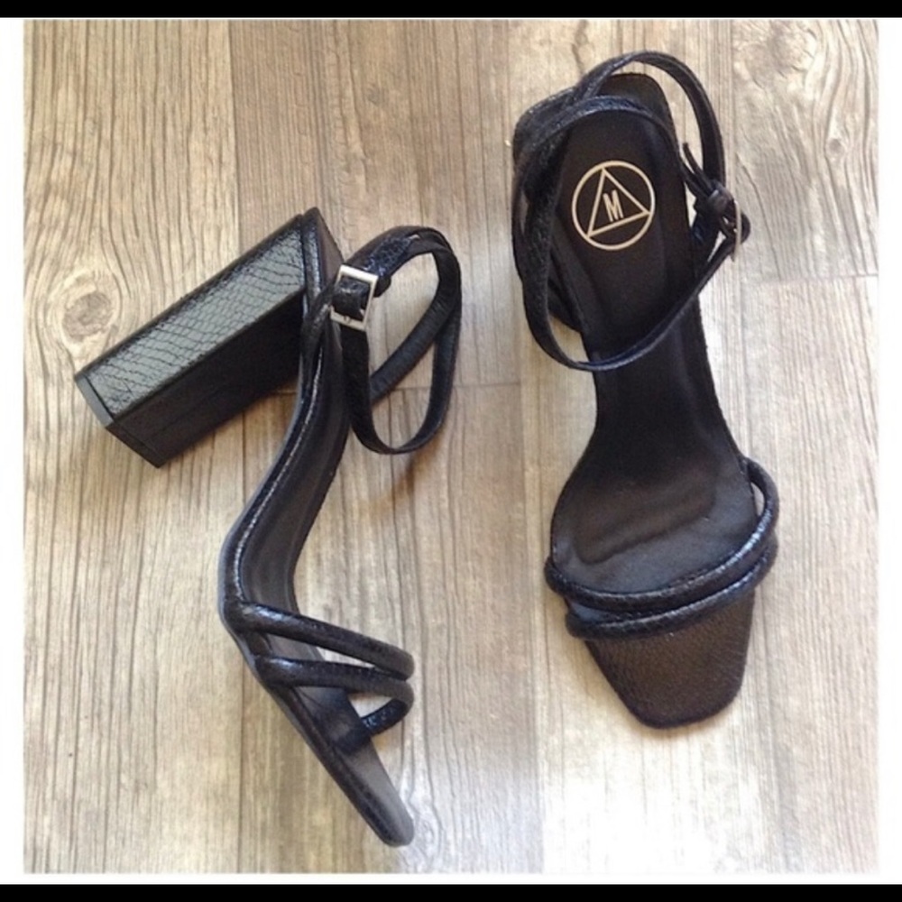 Black snake strappy sandals